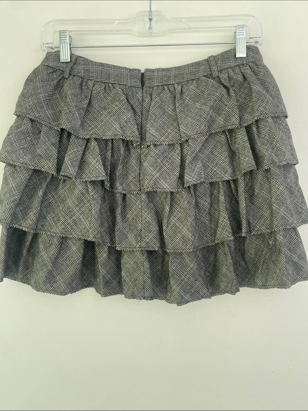 J. Crew Gray Plaid Tiered Ruffle Mini Skirt 00 Y2K Preppy